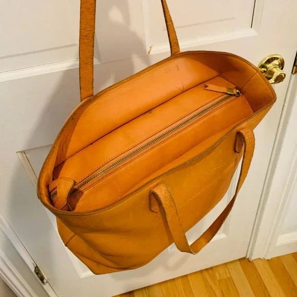 Madewell Brown Leather Zip-top Transport Tote Bag XL size - Picture 13 of 16